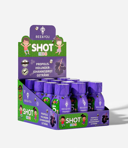 Propolis Shot mit Holunder + Johannisbrot für Kinder