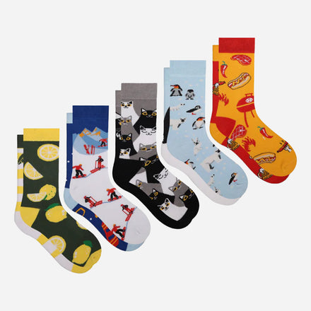 Right and Left Design Socks Mid Calf