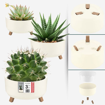 UANDU 3er Blumentopf Set, Blumentopf mit Füßen
