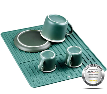 uandu Silikon - Abtropfmatte ist rutschfest, Abtropfgestell Geschirr, Abtropfmatte Geschirr, Spülbeckeneinlage, auch ideal als Abtropfmatte Spüle oder als Unterlage Kaffeemaschine, Grün